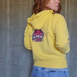 y2k Femi Skater Indie Bikercore McBling Yellow Blokecore Mac Tools Zip Up Hoodie